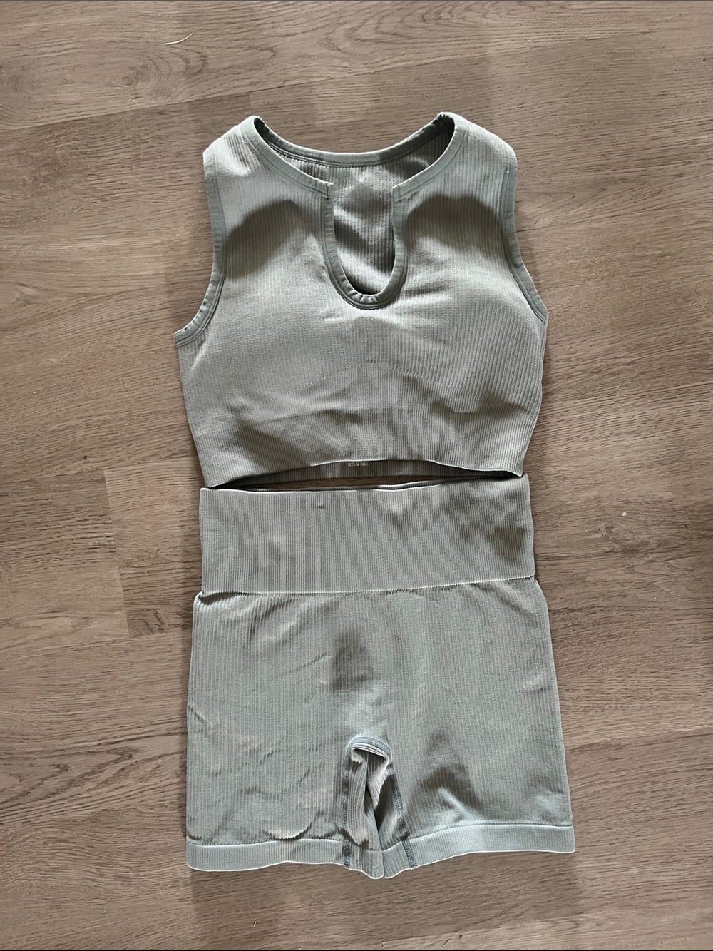 Ribbed Seamless Two-Piece Active Set in Sage Green